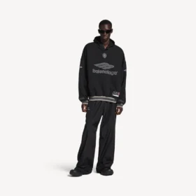 Heren 3b voetbal-hoodie in zwart/antraciet