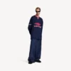 Heren 3b voetbal-T-shirt met lange mouwen en V-hals in donker marineblauw/rood
