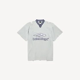 Heren 3b voetbal-T-shirt met V-hals, oversized, in grijs/wit