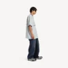 Heren 3b voetbal-T-shirt met V-hals, oversized, in grijs/wit