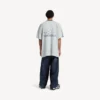 Heren 3b voetbal-T-shirt met V-hals, oversized, in grijs/wit