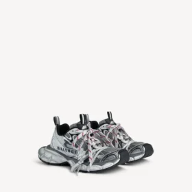 Heren 3XL sneaker met gesplitst logo in wit/marineblauw/grijs