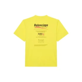 Heren Balenciaga Dry Cleaning Boxy Logo-print Loszittend Korte mouw Geel 651795TKVF87175