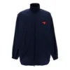 Heren Balenciaga-jas met logo, rits en opstaande kraag, blauw 622002TIO508065