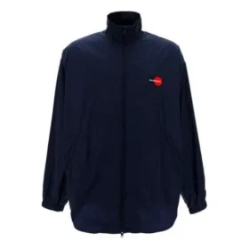 Heren Balenciaga-jas met logo, rits en opstaande kraag, blauw 622002TIO508065