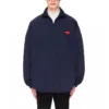 Heren Balenciaga-jas met logo, rits en opstaande kraag, blauw 622002TIO508065