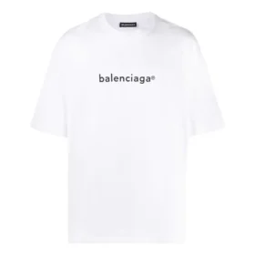 Heren Balenciaga-logo print, comfortabel T-shirt met korte mouwen, wit 612966TIV549040