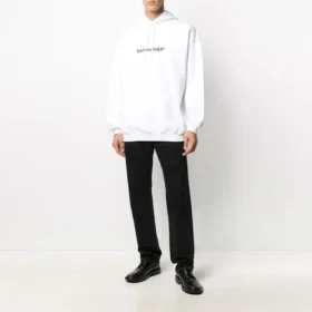 Heren Balenciaga-logo-trui, oversized, wit 570811TIV559040