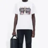 Heren Balenciaga T-shirt met bandportretprint en logo, retro, korte mouwen, wit 612966TIV479000