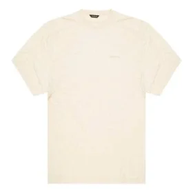 Heren Balenciaga T-shirt met geborduurd logo, ronde hals en korte mouwen, crèmekleurig wit 641614TJV829757