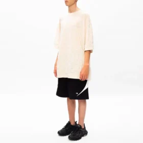 Heren Balenciaga T-shirt met geborduurd logo, ronde hals en korte mouwen, crèmekleurig wit 641614TJV829757