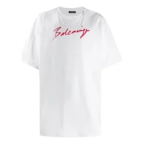 Heren Balenciaga T-shirt met logo-opdruk, korte mouwen, wit 583214TFV639783