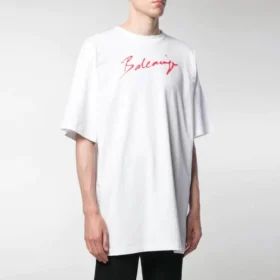 Heren Balenciaga T-shirt met logo-opdruk, korte mouwen, wit 583214TFV639783