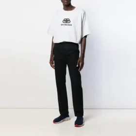 Heren Balenciaga T-shirt met logo-opdruk, ronde hals en korte mouwen, wit 583214TFV652569