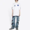 Heren Balenciaga x NASA Crossover FW21 losvallend met ronde hals en korte mouwen, wit 651795TKVD79040