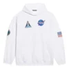 Heren Balenciaga x NASA FW21 Crossover Logo katoenen klassieke hoodie met capuchon, los model, lange mouwen, wit 651799TKVD89040