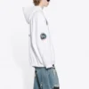 Heren Balenciaga x NASA FW21 Crossover Logo katoenen klassieke hoodie met capuchon, los model, lange mouwen, wit 651799TKVD89040