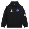 Heren Balenciaga x NASA FW21 Crossover Logo katoenen klassieke hoodie met capuchon, los model, lange mouwen, zwart 651799TKVD81070