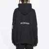 Heren Balenciaga x NASA FW21 Crossover Logo katoenen klassieke hoodie met capuchon, los model, lange mouwen, zwart 651799TKVD81070