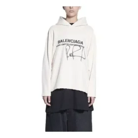 Heren Balenciaga x RuPaul Crossover FW21 pullover met alfabetprint, romig wit 670946TLV569057