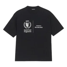 Heren Balenciaga x WFP 1e generatie pullover met crossover-print en logo, ronde hals en korte mouwen, zwart 612966THV841000