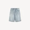 Heren denim stay-press short in bleek lichtblauw