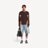 Heren denim stay-press short in bleek lichtblauw