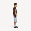 Heren denim stay-press short in bleek lichtblauw