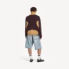 Heren denim stay-press short in bleek lichtblauw
