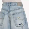 Heren denim stay-press short in bleek lichtblauw