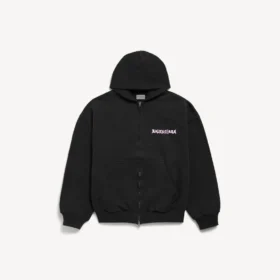 Heren DIY Balenciaga Back hoodie met ritssluiting en normale pasvorm  in zwart