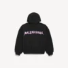 Heren DIY Balenciaga Back hoodie met ritssluiting en normale pasvorm  in zwart