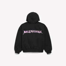 Heren DIY Balenciaga Back hoodie met ritssluiting en normale pasvorm  in zwart