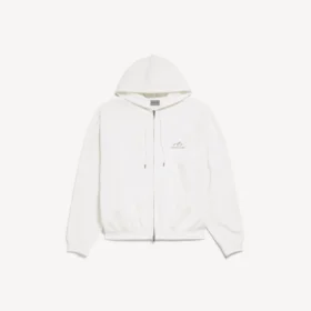 Heren hoodie met rits en capuchon in wit