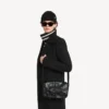 Heren Le City messenger tas met klep, klein, in zwart