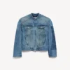 Heren-motorjas van squeeze-denim in donkerblauw