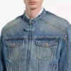Heren-motorjas van squeeze-denim in donkerblauw