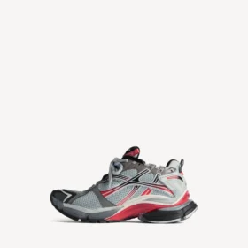Heren Runner Sneaker met kleurverloop in grijs/rood/zwart