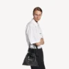 Heren shopper met stofzakje, crossbody tasje, medium, in zwart