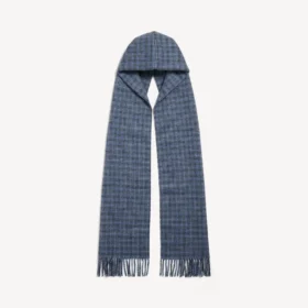 Heren sjaal met capuchon in blauw