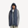 Heren sjaal met capuchon in blauw