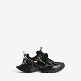 Heren sneaker 3XL met bedeltjes in zwart/zilver