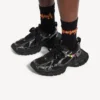 Heren sneaker 3XL met bedeltjes in zwart/zilver