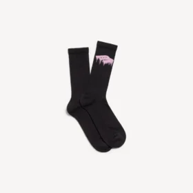 Heren-sokken met natborstel-effect in roze/zwart
