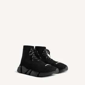 Heren Speed 2.0 vetersneaker van gerecycled breiwerk in zwart