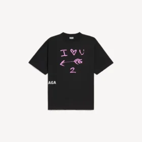 Heren-T-shirt ‘i<3 u’ met medium pasvorm in zwart