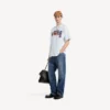 Heren-T-shirt met bumperstickers in medium pasvorm, wit
