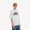 Heren-T-shirt met bumperstickers in medium pasvorm, wit