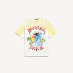 Heren-T-shirt met extreme tie-dye-print en medium pasvorm in wit