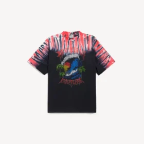 Heren-T-shirt met extreme tie-dye-print en medium pasvorm in zwart